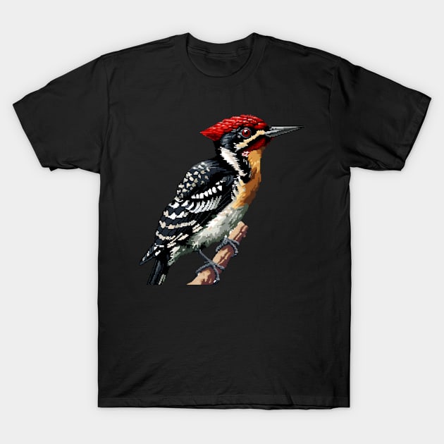 Pixelated Woodpecker Artistry T-Shirt by Animal Sphere